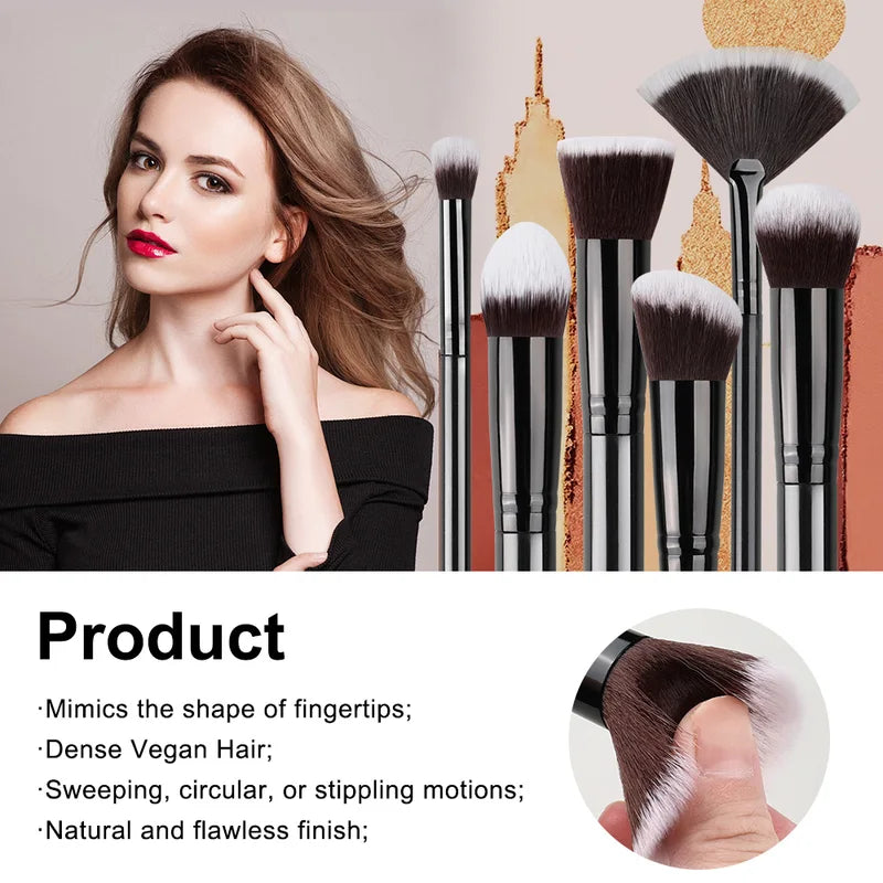 14-Piece Makeup Brush Set with Fluffy Foundation Blush Eyeshadow Blending Tools - Multiple Handle Colors