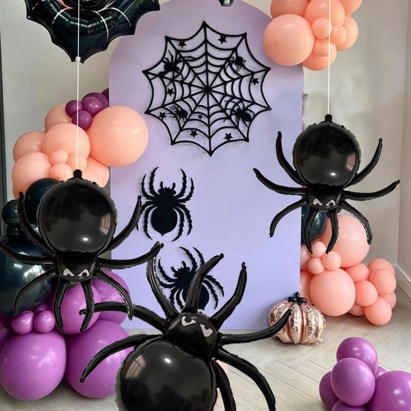 3 Pack Large 3D Halloween Spider Balloons for Haunted House & Party Decorations