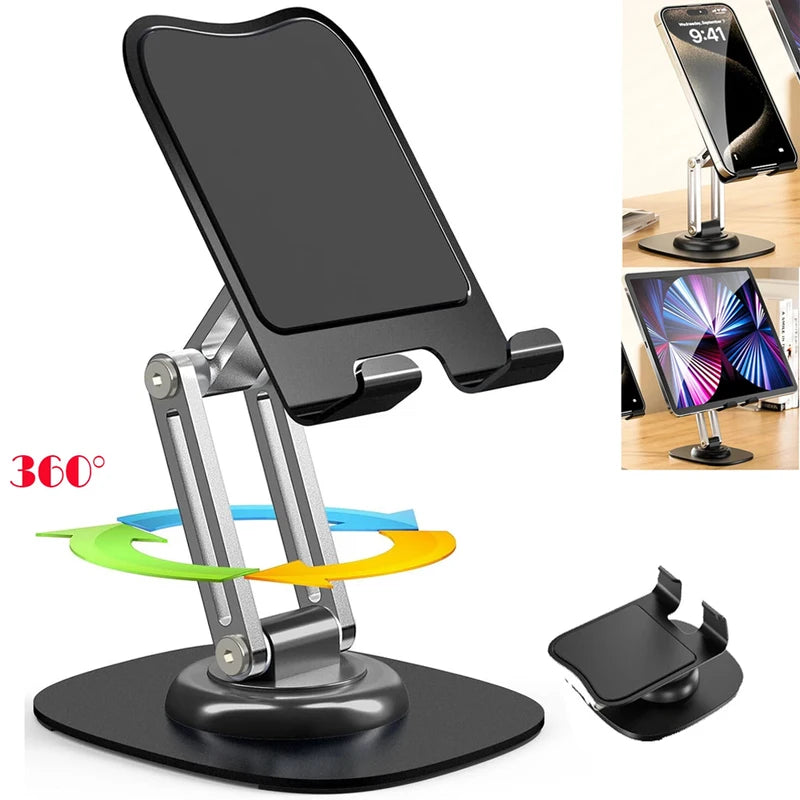 Adjustable Tablet and Phone Stand - 360° Rotatable Portable Desktop Holder