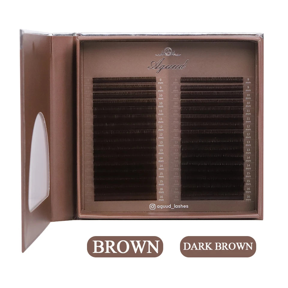 Premium Mink Eyelash Extensions - 32 Rows Brown Chocolate Curl 9-16mm