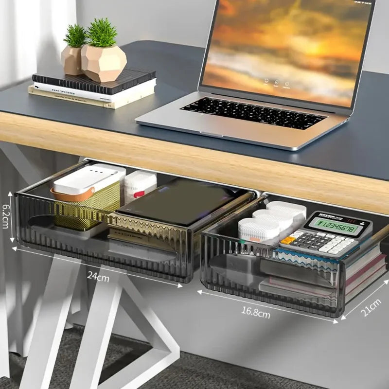 Under-Table Drawer Storage Box Self-Adhesive Office Desk Organizer Large Capacity