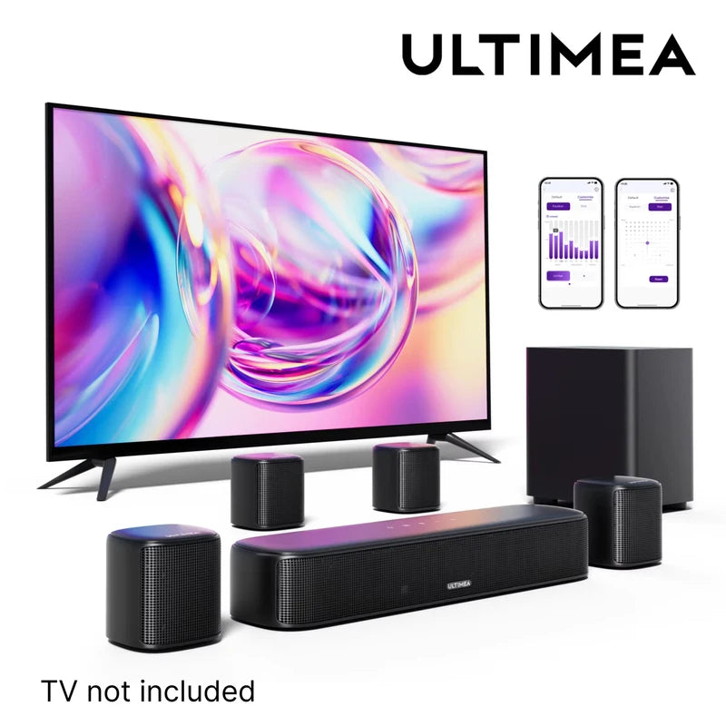 7.1 Channel TV Sound Bar System with Wireless Surround Speakers & App Control