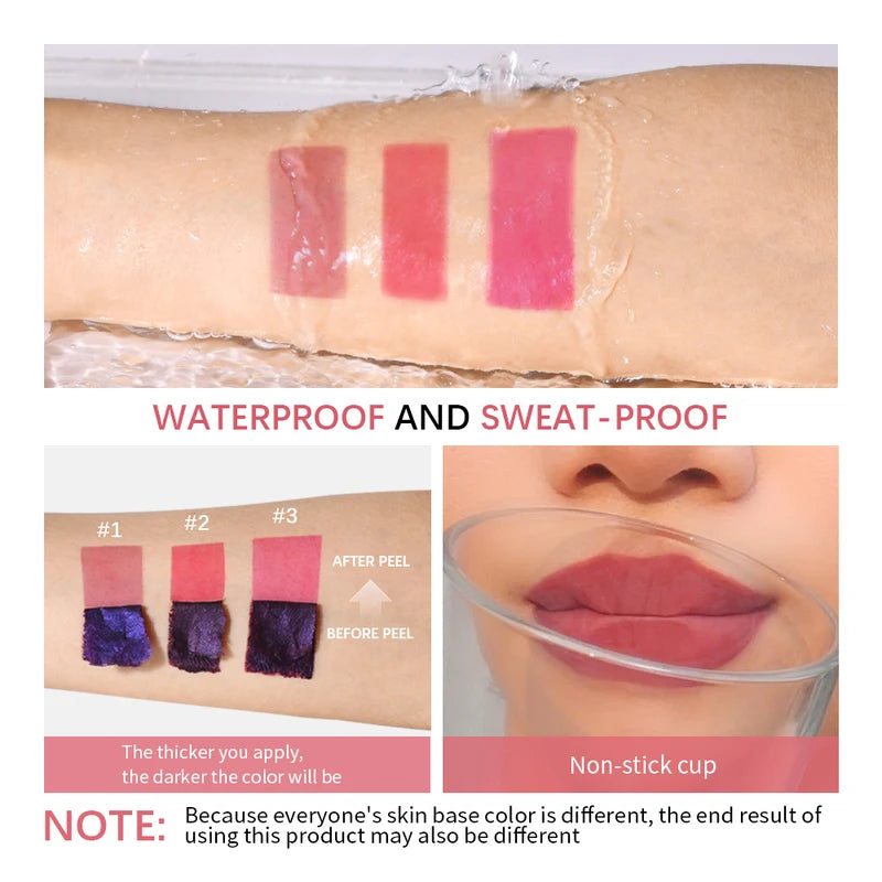 Long Lasting Waterproof Lip Ink Matte Lip Tint Peel Off Liquid Lipstick