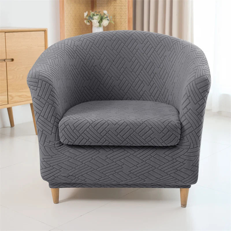 2pcs Jacquard Club Chair Cover with Cushion Set - Elastic Non-Slip Furniture Protector
