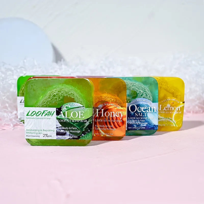 Lemon Oil and Loofah Soap - Natural Organic Facial Cleansing & Whitening
