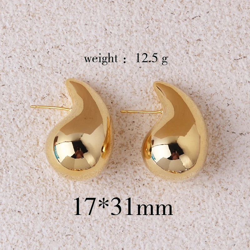 Oversized Drop Hoop Earrings for Women Girls - Chunky Lightweight Hypoallergenic Gold Plated Big Earrings