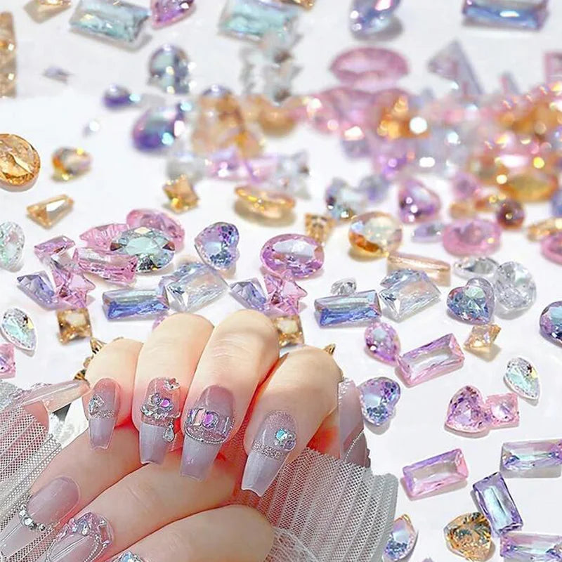 50Pcs Nail Art Charms Mini Zircon Sparkle Mix Shapes for Manicure & DIY Decoration