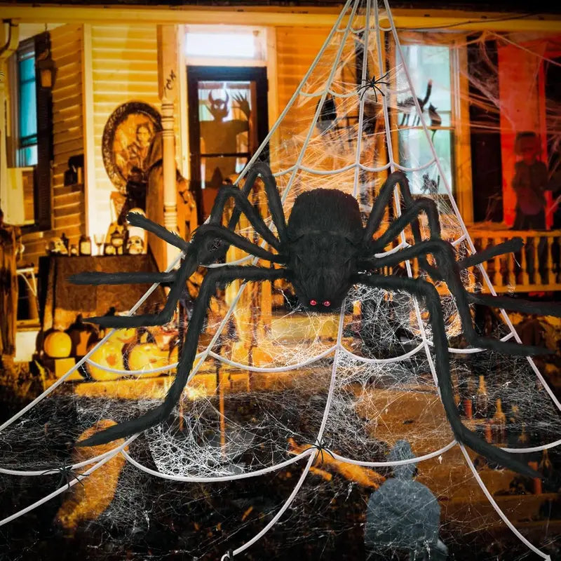 Giant Plush Spider Halloween Decoration Outdoor Prank Prop 30-200cm