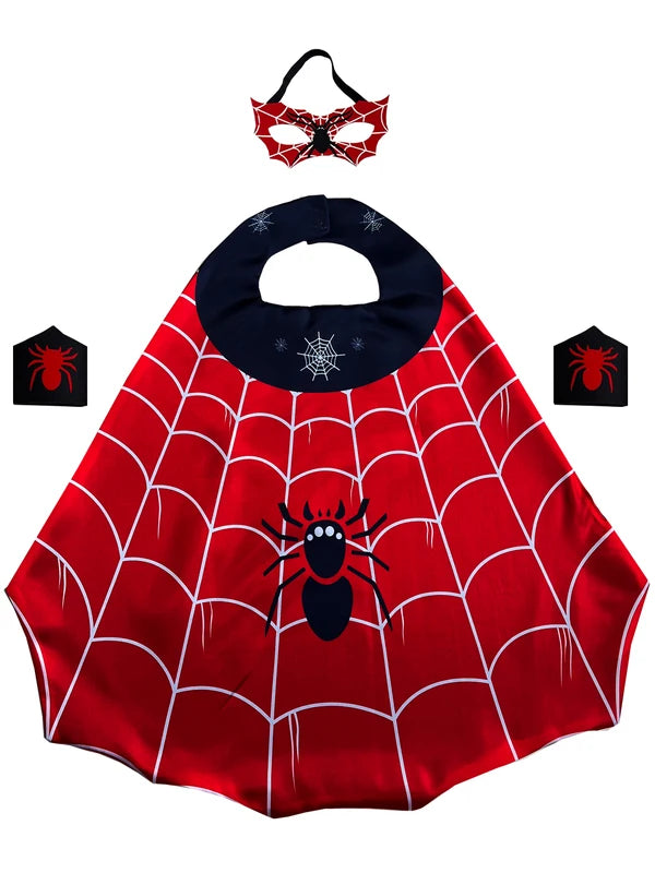 Kids Superhero Costume Set with Cape Mask and Wristbands for Halloween and Cosplay