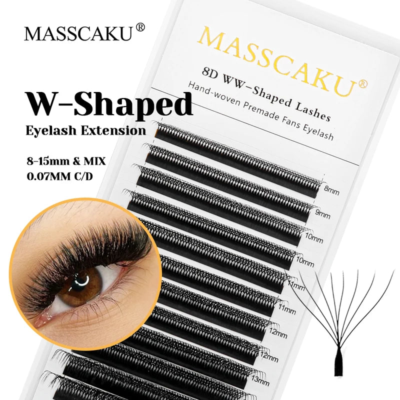 Eyelash Fans 6D-10D W Shaped Premade Volume Fans for Eyelash Extensions - Wispy Clover Lashes