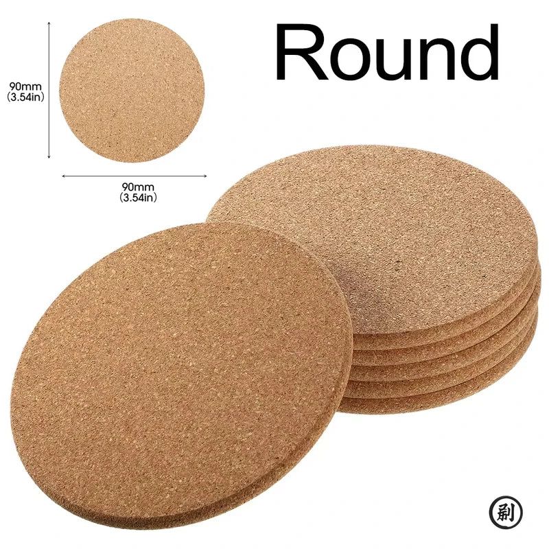 Natural Wooden Coaster Set 10PCS - Round Cork Drink Holders for Tea Coffee Table Decor