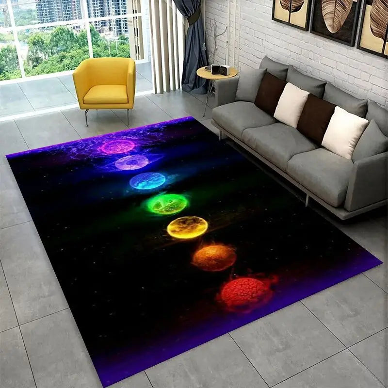Rainbow Chakra Yoga Mandala Meditation Rug - Non-Slip Carpet for Home & Floor