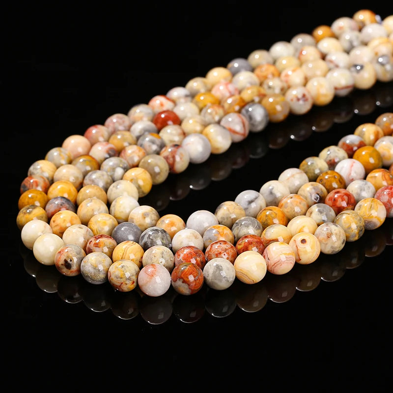 Natural Stone Crazy Lace Agate Bead Set - Round Loose Spacer Beads for Jewelry Making