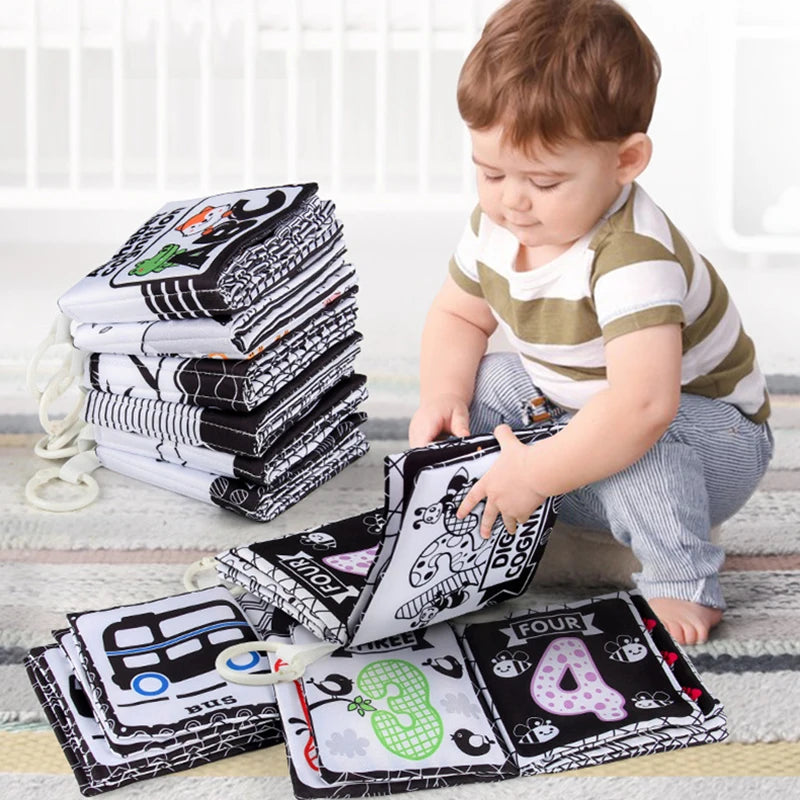Baby Sensory Book Black and White High Contrast Visual Stimulation Educational Toy
