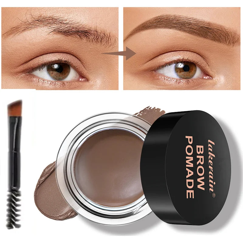 Waterproof Long-Lasting Brow Pomade with Dual Brush for Natural Eyebrow Makeup