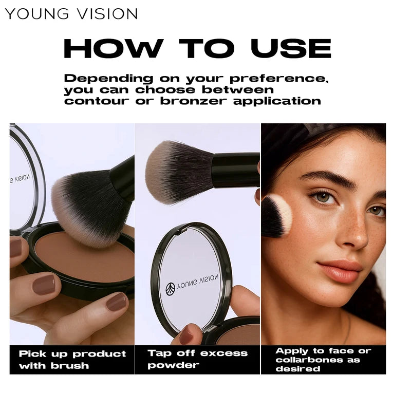 Matte Bronzer Powder Set - Natural Finish Contouring Makeup for Face & Body