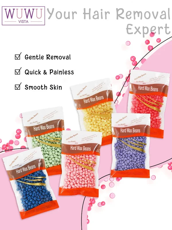 Hot Wax Hair Removal Beans - Painless Body & Facial Waxing, All Colors