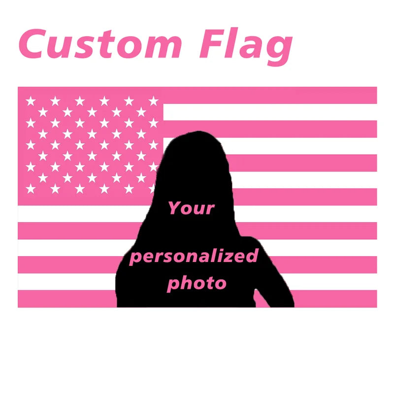 Custom Pink American Flag Wall Tapestry Personalized Banner Wall Hanging Photo & Text Decor