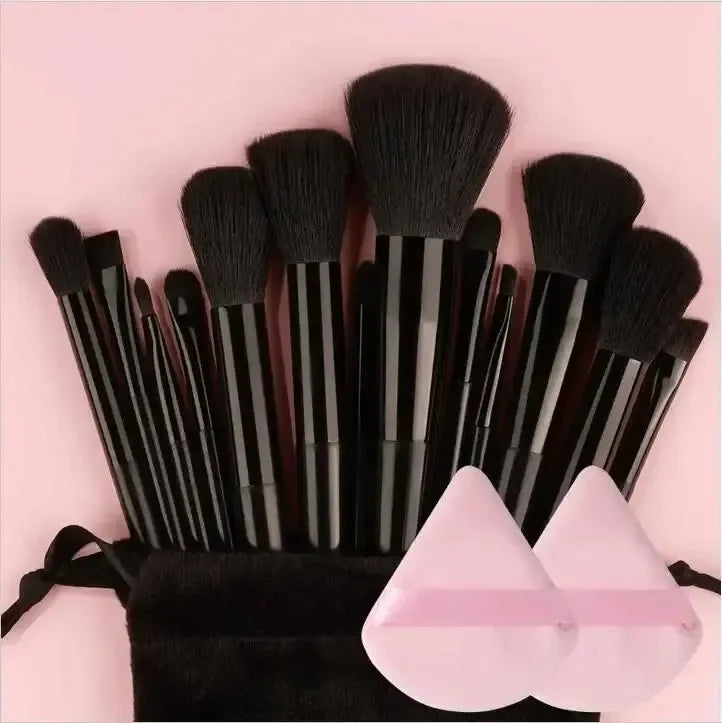 Professional Makeup Brush Set with Fluffy Kabuki & Blending Brushes for Face & Eyes