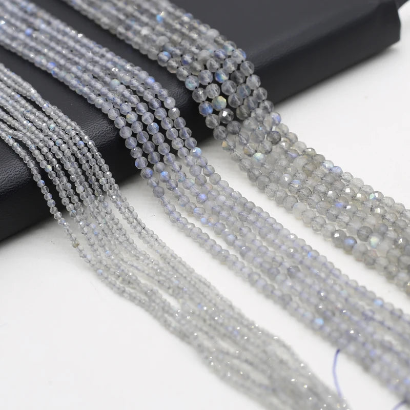 Natural Stone Round Faceted Beads for Jewelry Making DIY Necklace & Bracelet Spacers