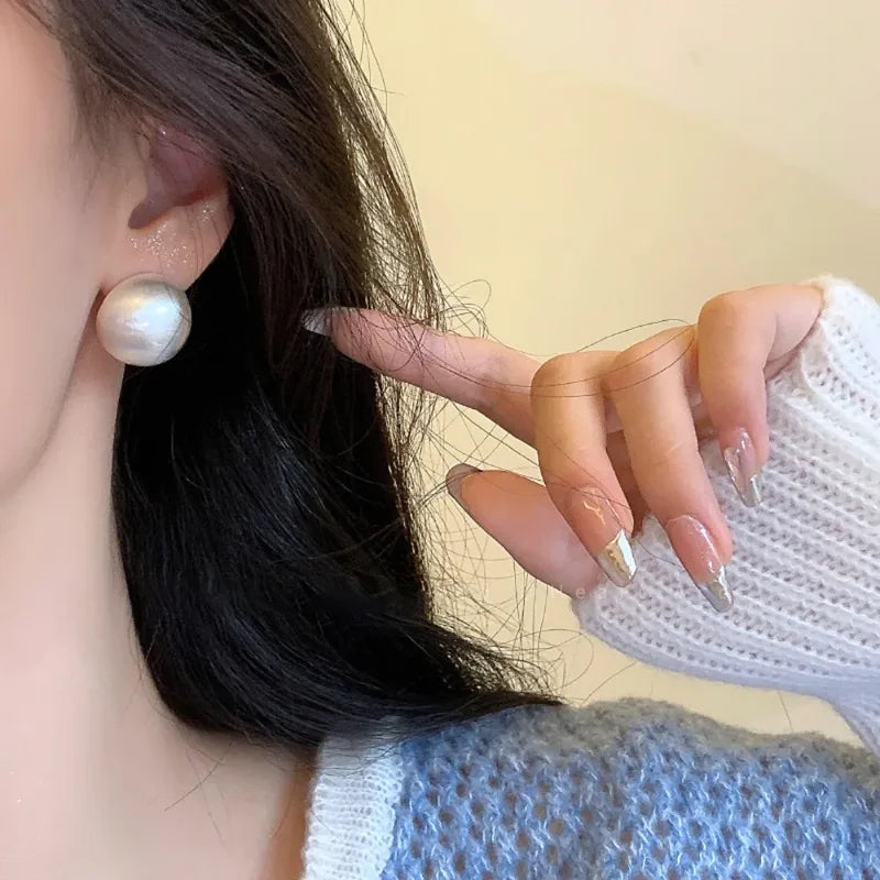 Exaggerated Personality Round Matte Stud Earrings for Women – Party Jewelry Accessory