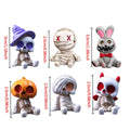 Halloween Resin Skeleton Mummy Figurines Set for DIY Miniature Decor - 6 Pieces