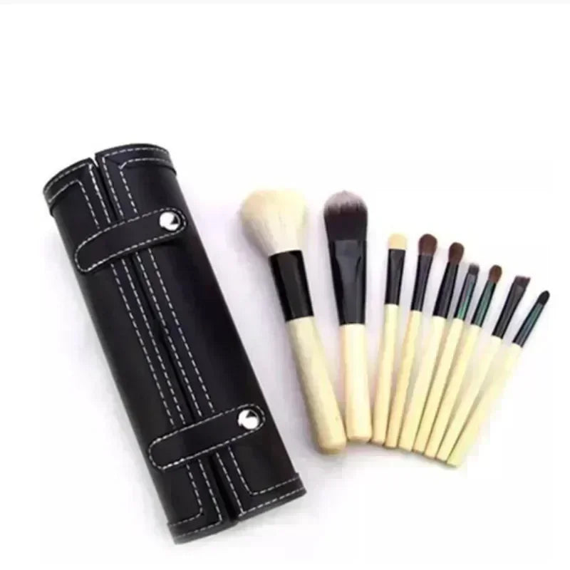 Professional Cosmetic Makeup Brush Set - 9 Pieces with Black or Green Handles