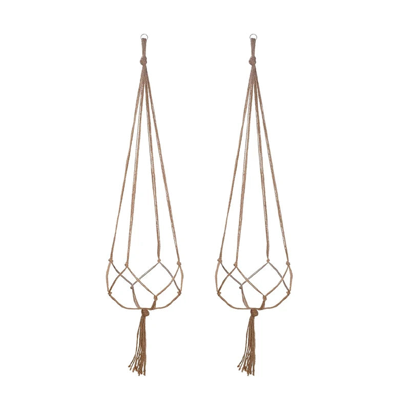 Hanging Flowerpot Basket for Indoor Outdoor Plants - Natural Jute Macrame