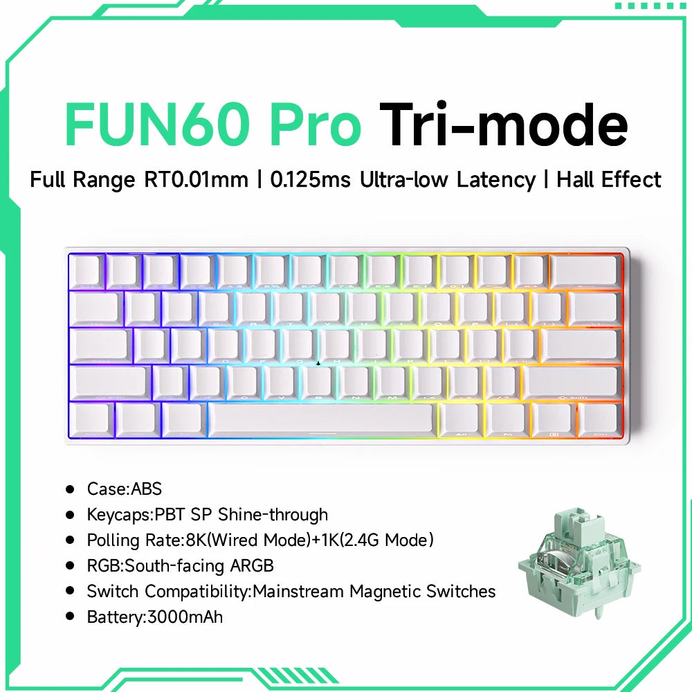 Mechanical Gaming Keyboard 60% Compact RGB Hot-Swappable Magnetic Switches