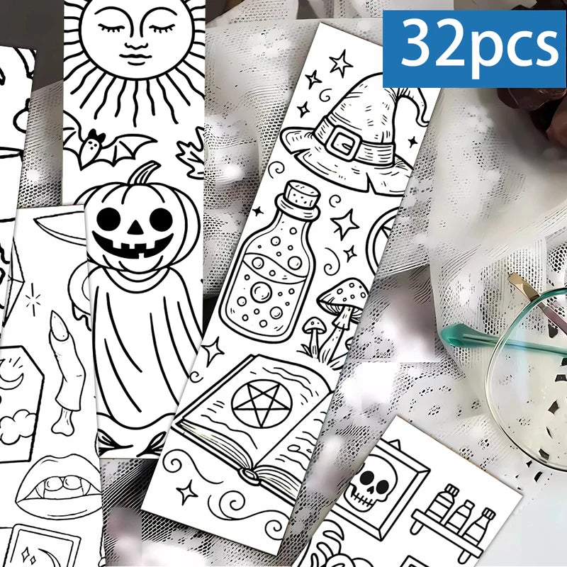 32-Pack Halloween Bookmarks for Kids & Teachers - Back-to-School & Holiday