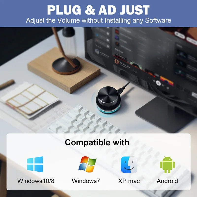 Wired Multifunctional Volume Control Knob Surface Dial for Keyboard Support