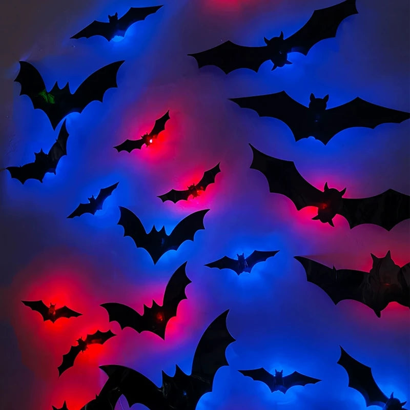 Halloween 3D Stereoscopic Bat Wall Night Light - Eco-Friendly PET Material Decoration Lamp