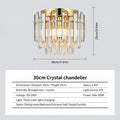 Smoked Gold Crystal Chandelier - Adjustable Round K9 Crystal Modern Lighting for Dining Living Bedroom Entryway