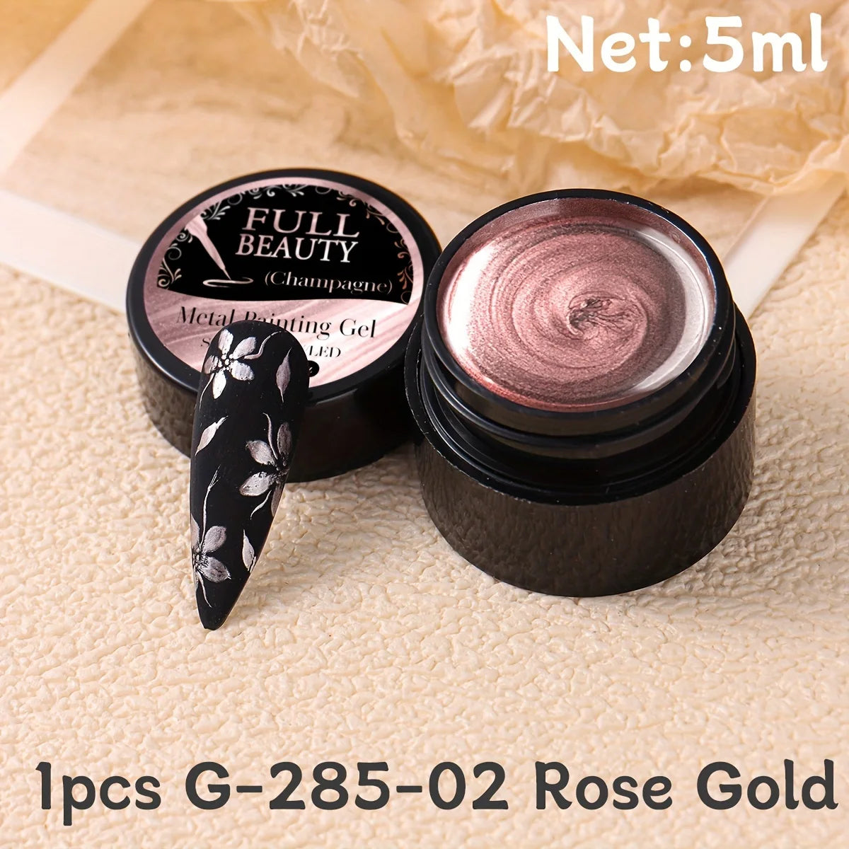 5ml Metallic Chrome Gel Polish Set - Gold Silver Rose Gold Mirror Nail Art