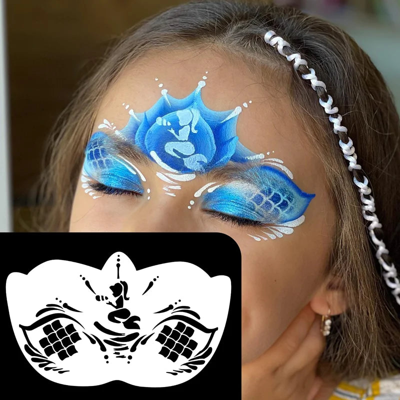 8pcs Face Skeleton Painting Stencil Mask Set for Kids DIY Costume & Party Makeup