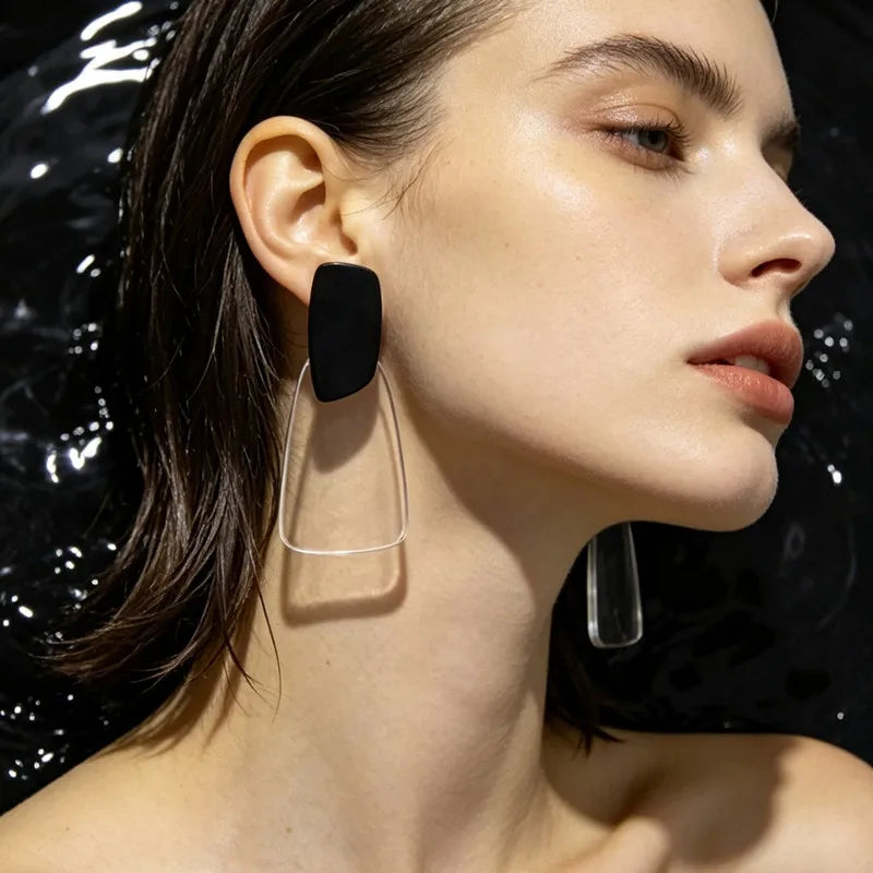 Clear White Black Acrylic Drop Dangle Earrings for Women - Geometric Statement Jewelry