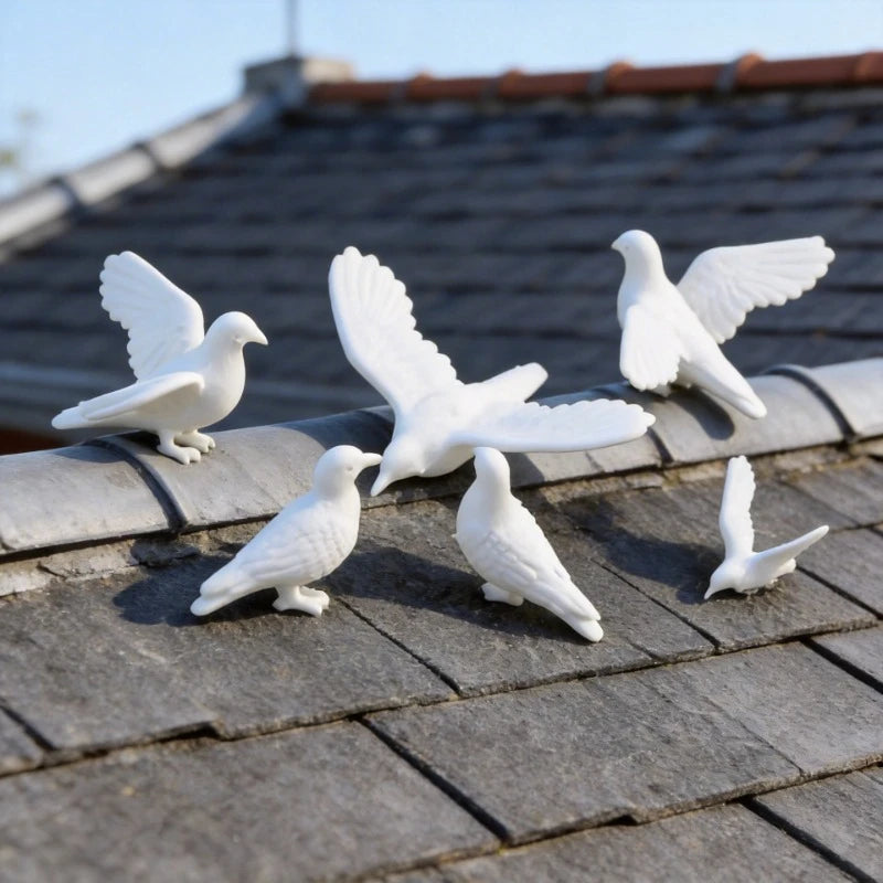 6pcs Miniature Bird Model Set for Scene Decoration and Crafting - Simulation Pigeon Animal Accessories