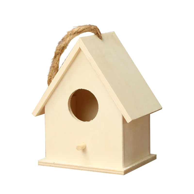 Wooden Mini Bird House Outdoor Hanging Bird Cage Garden Birdhouse Decoration