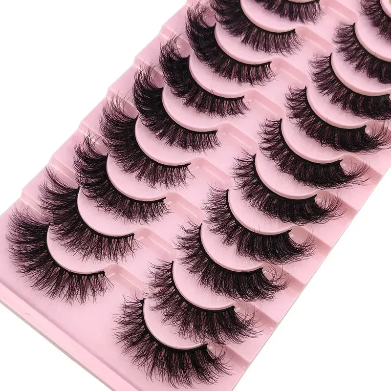 False Eyelash 10 Pairs Faux Mink Fluffy Dramatic Wispy Makeup Tools