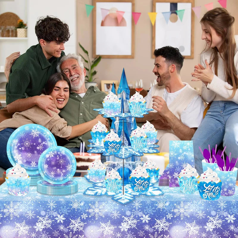 3-Tier Snowflake Cake Stand for Winter Birthday Party Dessert Display
