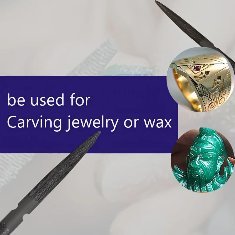 High Carbon Steel Jewelry Wax File Cutter with Pointed Round Tip for Metal Wood Ceramic Crafting