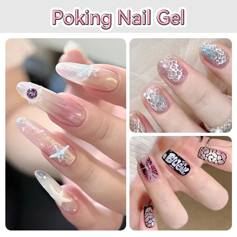 5ml Poke Nail Art Gel Glue for Textured UV LED Nail Design - Black & White