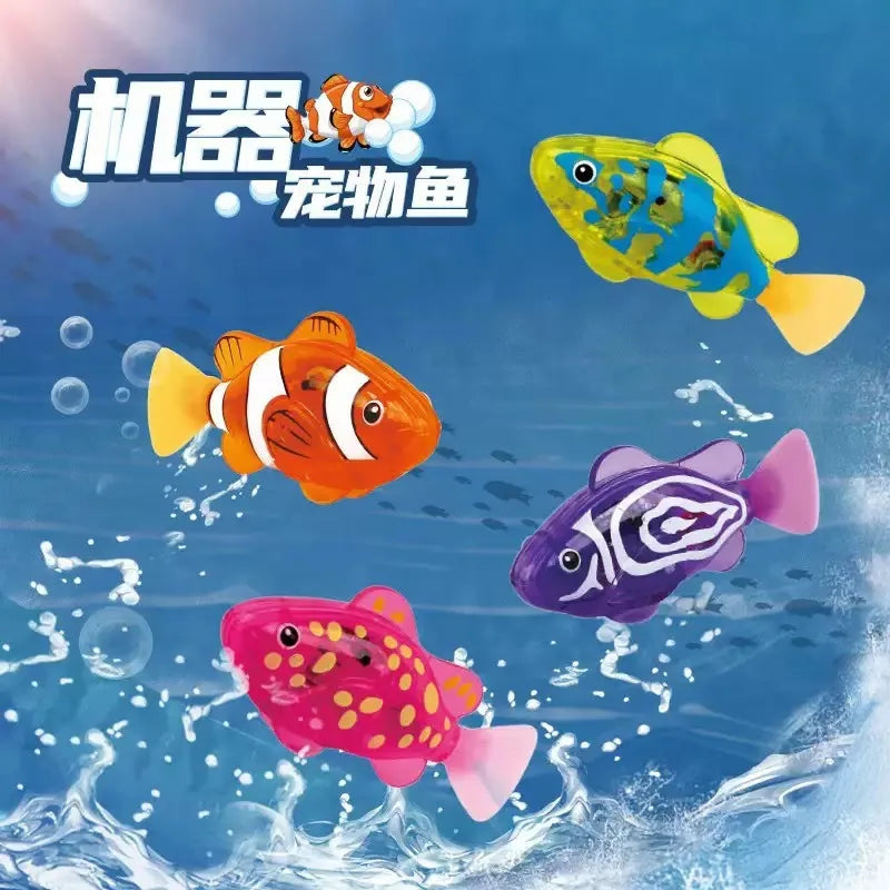 Electric Robotic Fish Toy with Light & Induction for Bath Water Play