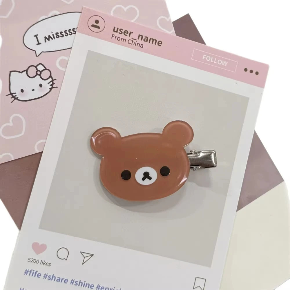 Cute Anime Bear Hair Clips for Women Girls - Korilakkuma & Rilakkuma Style Hair Accessories
