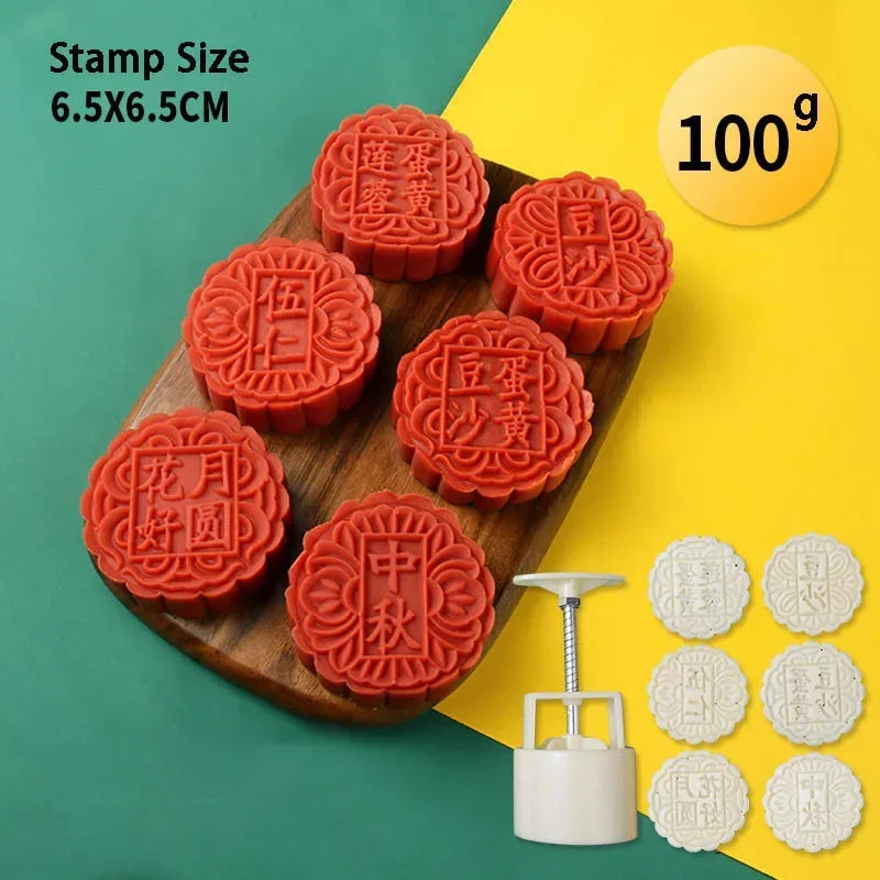Mooncake Mold Set for Chinese Festival Baking - Multi-Color Plastic Cookie Cutter