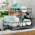Large 2-Tier Dish Drying Rack for Kitchen Countertops - Removable, High Capacity