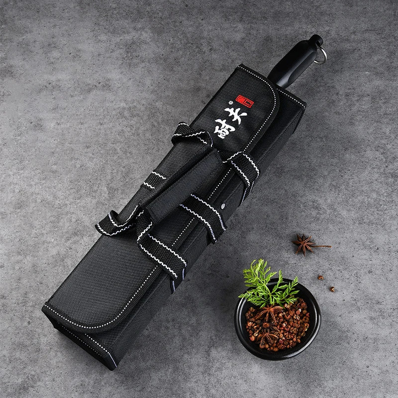 Portable Chef Knife Storage Bag Oxford Fabric Roll Case for Kitchen & Camping