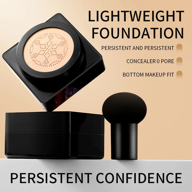 Waterproof CC Cream Foundation with Mushroom Puff - Brightening Face Makeup