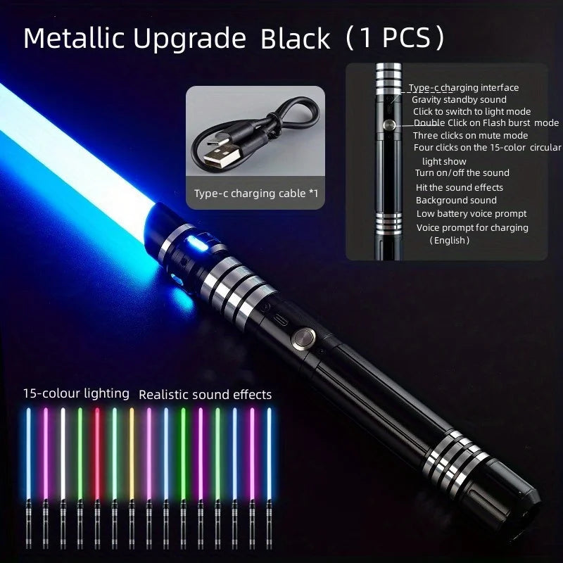 15-Color 2-in-1 Metal Glow Light Saber Toy Sword - Party & Halloween