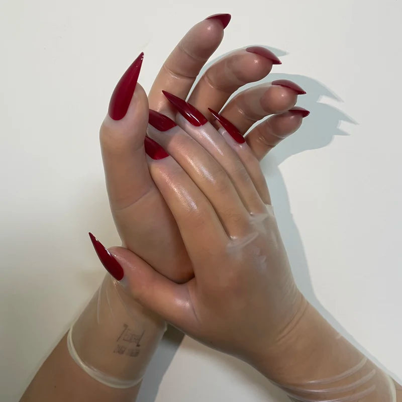 Latex Gloves with Nails - Cross Dressing Costume Accessory for Men & Women